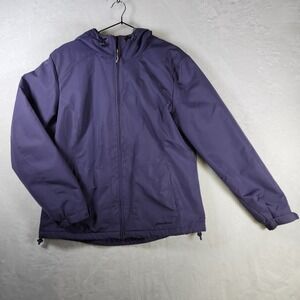 Eddie Bauer Women's‎ L Purple Full Zip Hooded Windbreaker Jacket Lightweight